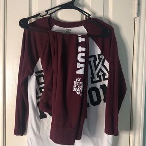 PINK T SHIRT AND SWEAT PANTS SET